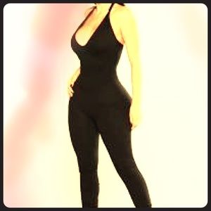 Black v-neck jumpsuit